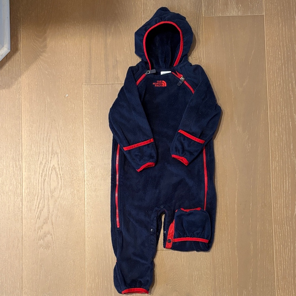 The North Face Dark Blue and Red Infant Snowsuit